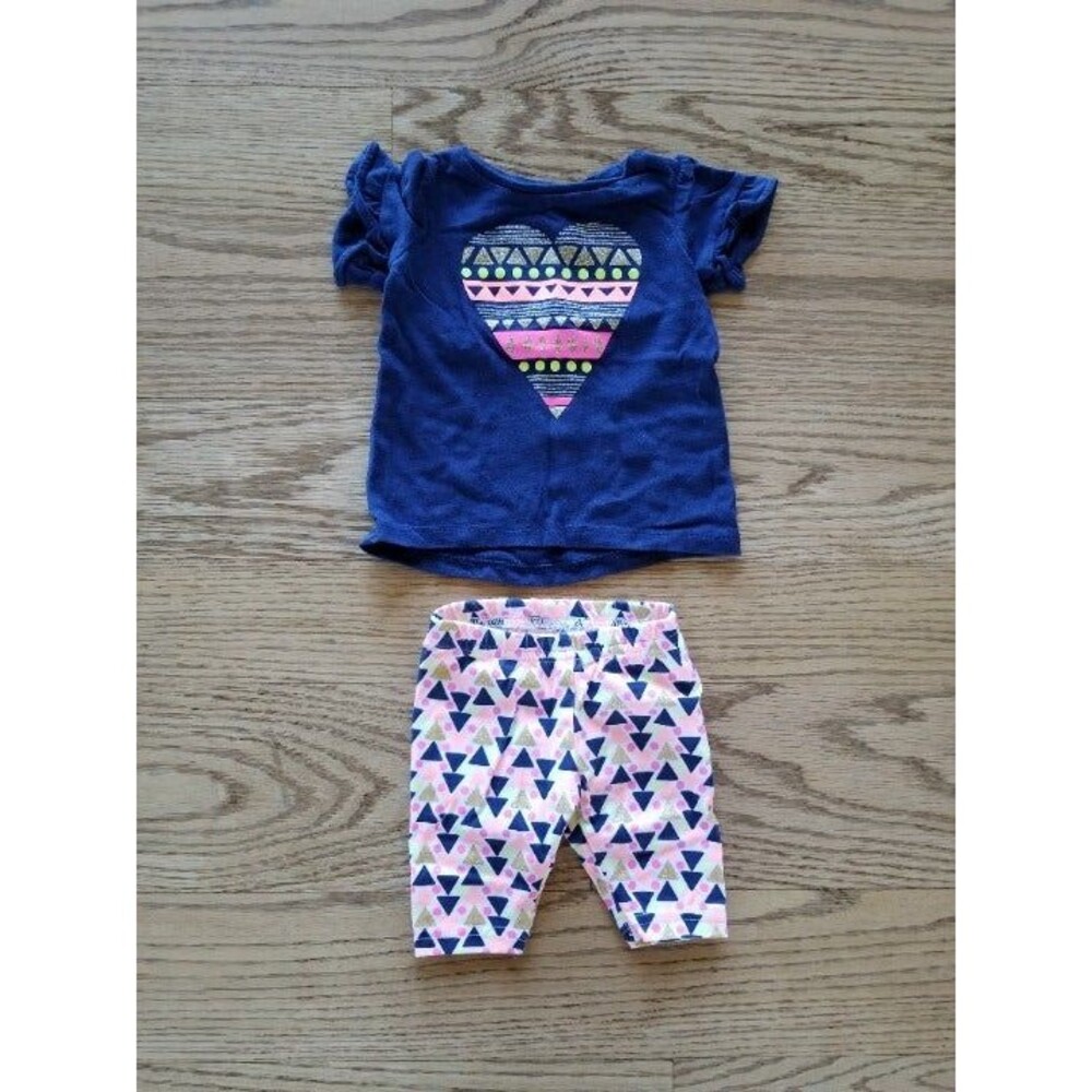 Carter's navy pink heart matching set 3M